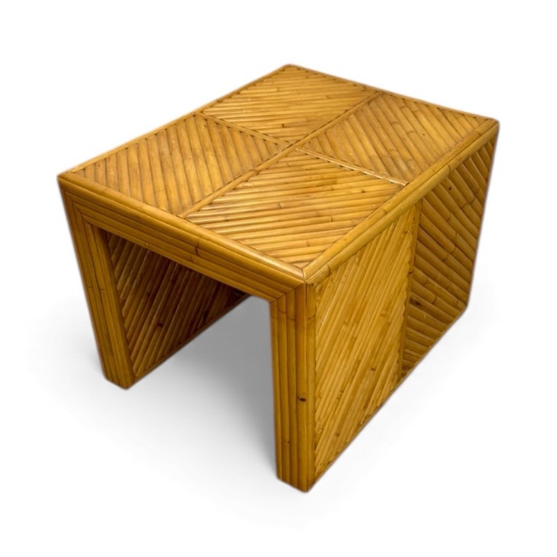 Vintage Reed Bamboo Crespi Style Waterfall Side End Table gallery