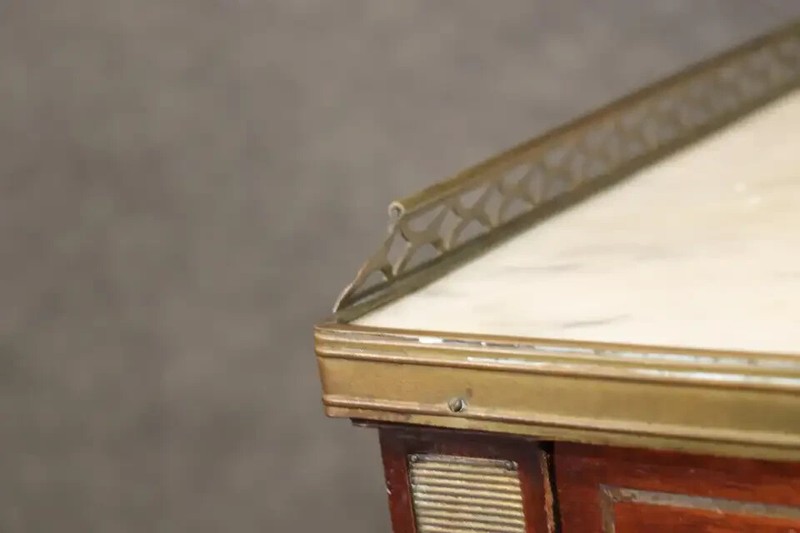Louis XVI Directoire Style French Mahogany and Marble Top Stand Circa 1910 gallery