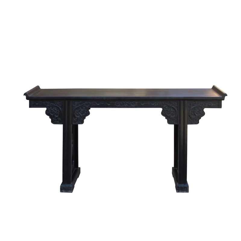 Chinese Brown Huali Rosewood Point Edge Relief Carving Altar Table cs4630 gallery