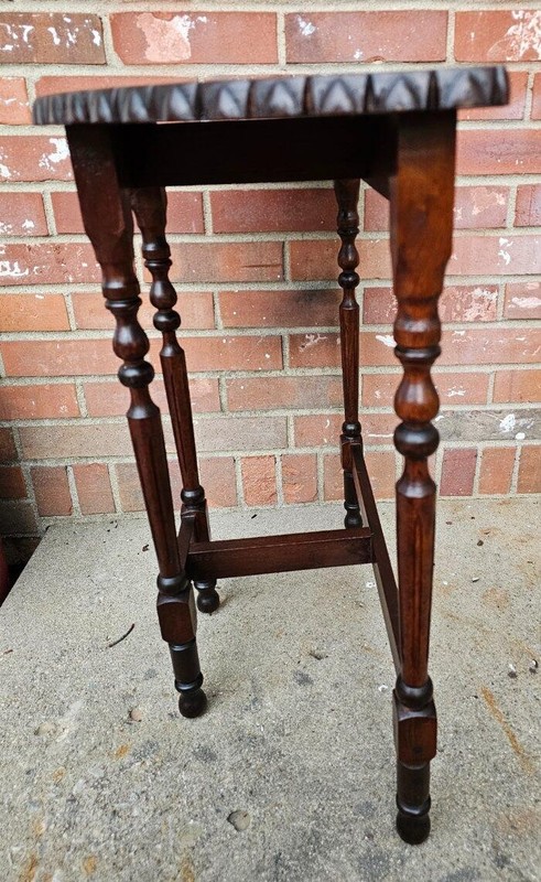 Vintage Half Moon End Table Plant Fern Stand Carved Solid Mahogany Ornate gallery