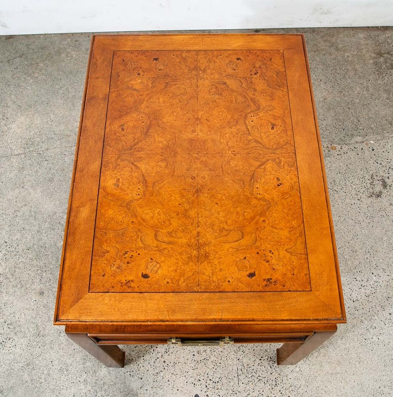 Mid Century Modern Nightstand Side Table Drawer Burl Brass Single Mcm Wood gallery