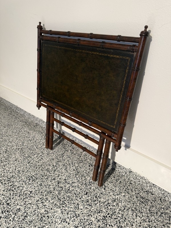 Antique Vintage Faux Bamboo Wood Butler Tray Table gallery