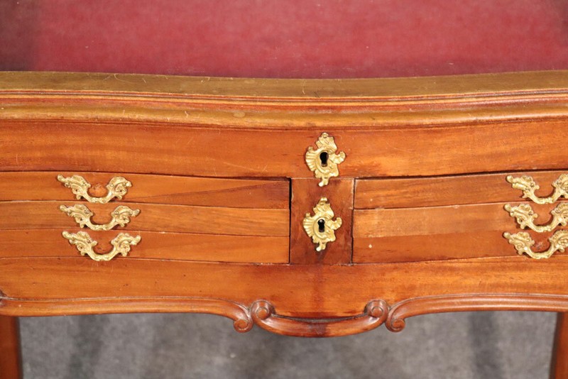 Lockable French Louis XV Walnut Jeweler's Display Table Vitrine with Drawers gallery
