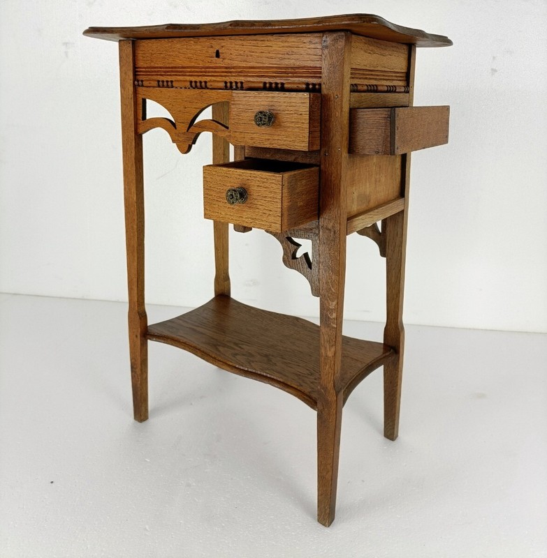 Exquisite Desk table Sewing Quilting Box Wood Antique Two tier Art Nouveau Gorge gallery