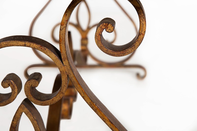 Gilt Wrought Iron Cocktail Coffee Table, manner of Raymond Stubes ca. 1940s gallery