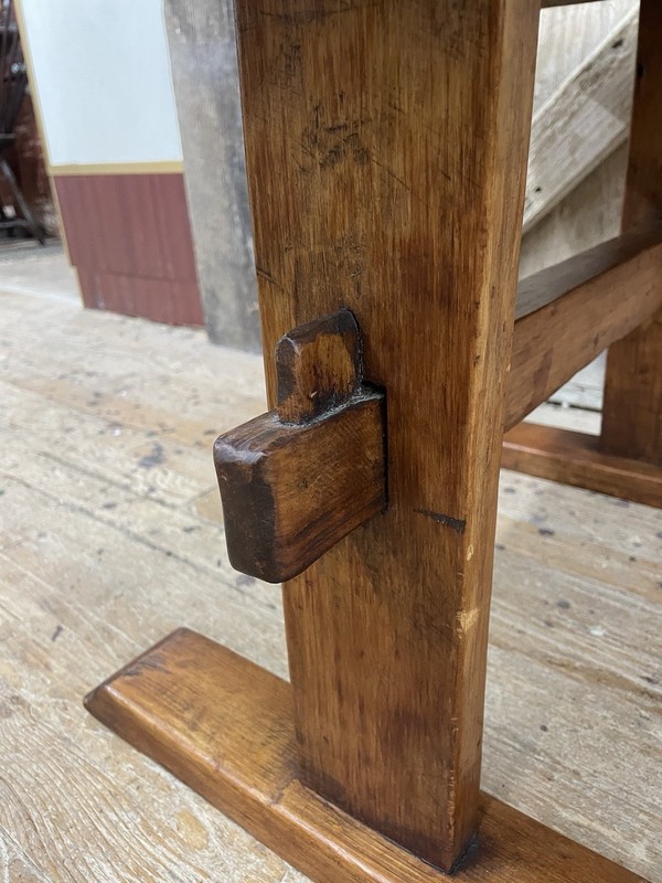 Antique Primtive Pine Trestle Table end or lamp stand coffee table size gallery