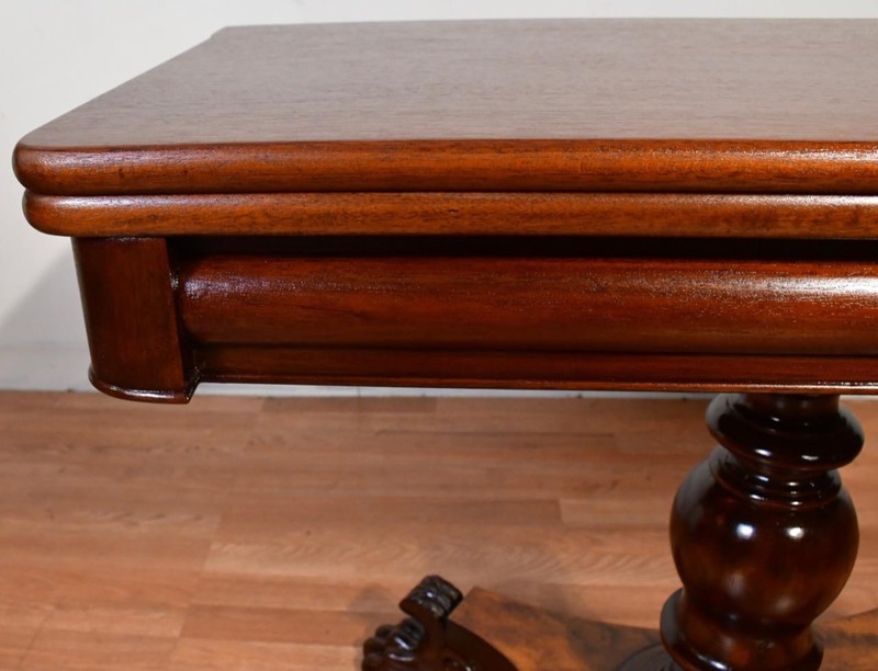 1900s Antique American Empire solid Mahogany flip-top Game table / console table gallery