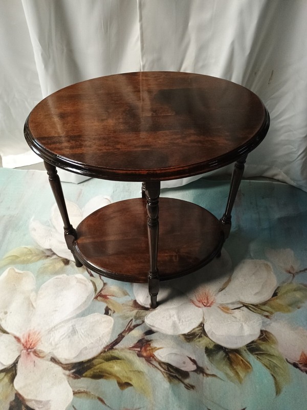 Small antique 2 tier Walnut Side Table 16″ W 22″ L24″H