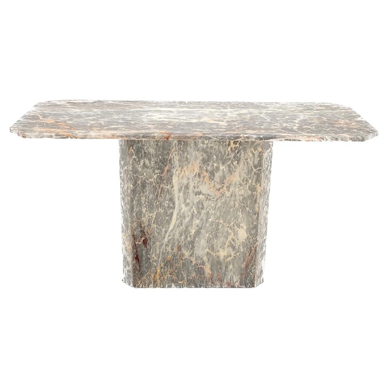 Single Pedestal Grey Italy Marble Top Mid-Century Modern Console Sofa Table Mint
