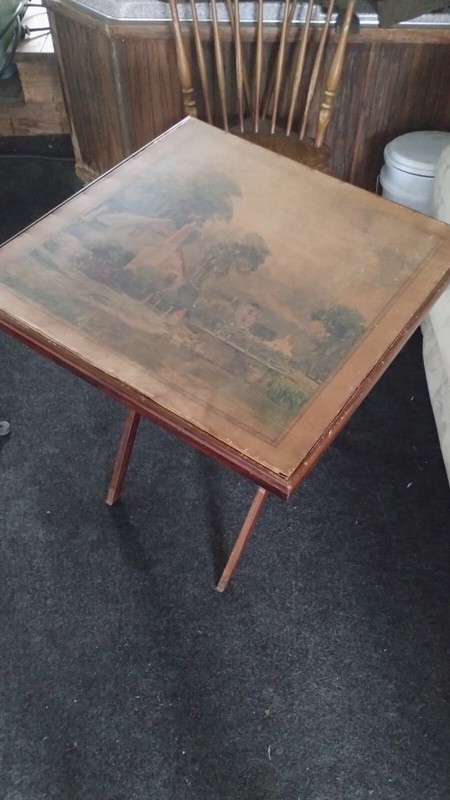 Vintage Antique Folding Wood Card Game Table Old World Art Print Shabby gallery