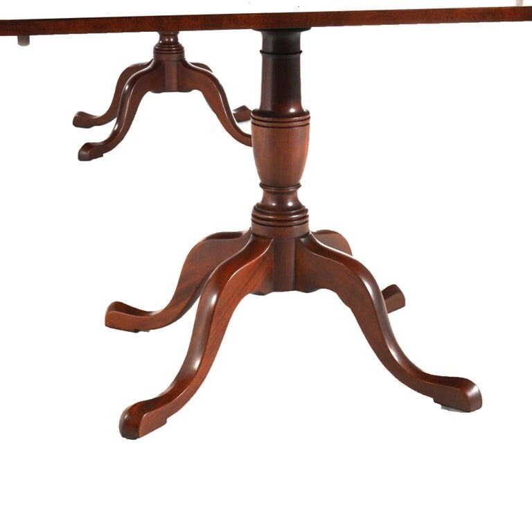 Queen Anne Style Kittinger Mahogany Dining Room Double Pedestal Table 20thC gallery