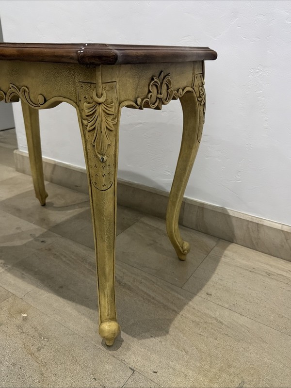 Vintage Maitland Smith HANDMADE Fleur De Lis Carved Accent Table Louis XV gallery