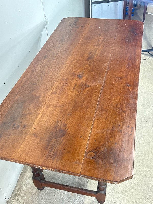 Antique William Mary Walnut Farm Table Pa Tavern Pub Stretcher Base 18th Century gallery