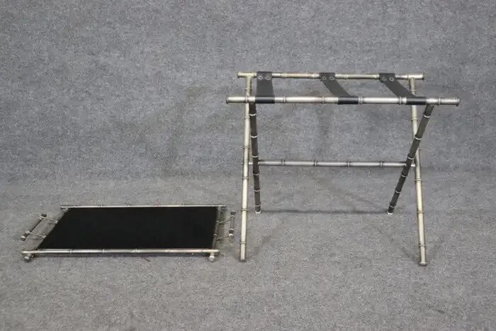 Maison Bagues Style Faux Bamboo Smoked Glass Steel Coffee Table gallery