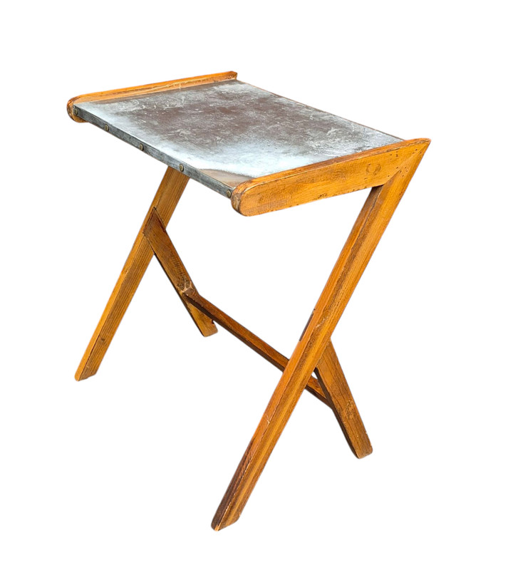 23″ Vintage Mid Century Modern Art Deco Z Table Plant Stand Wood Metal Lamp Side