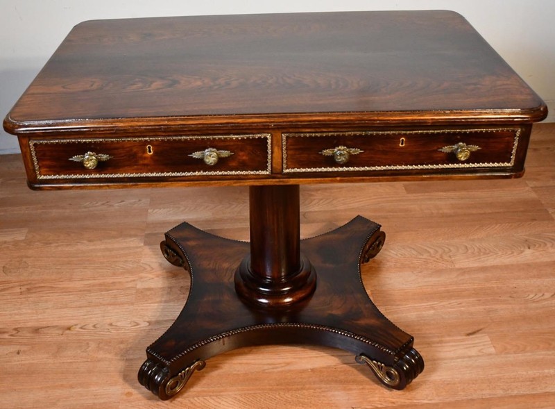 1890 Antique English Rosewood Applied Bronze Center table / Sofa table