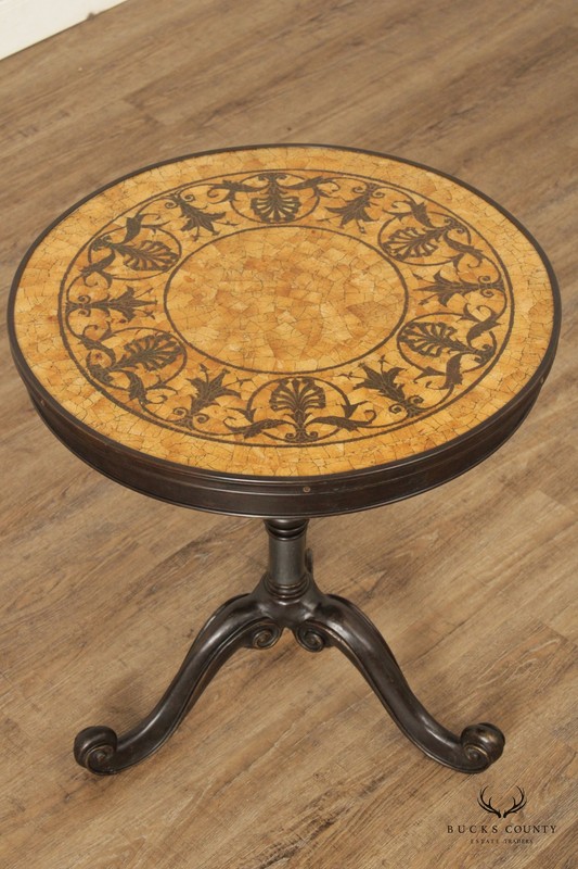 Classical Style Round Mosaic Top Bronze Side Table gallery