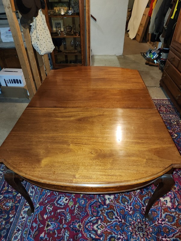 Matched PAIR (2) Solid Mahogany Queen Anne Style End Tables with Leaf for Dining gallery