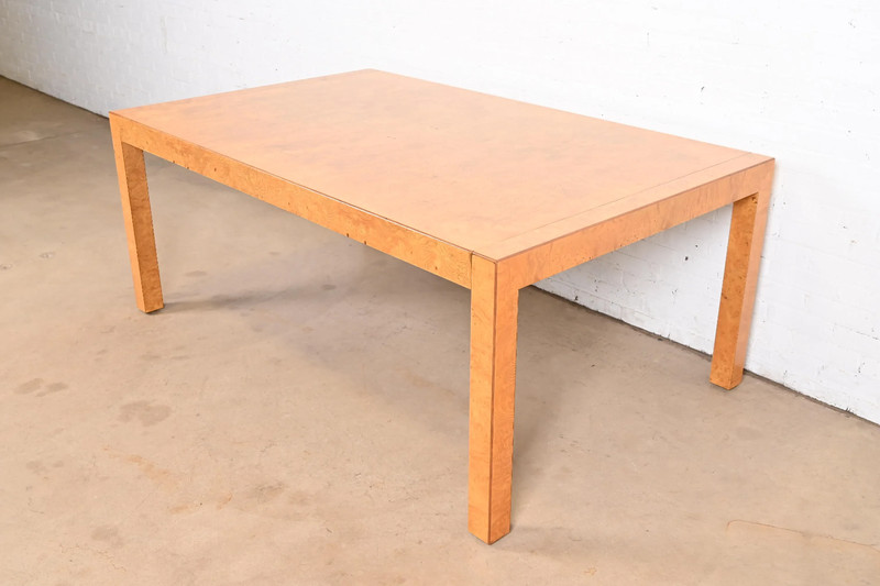 John Widdicomb Mid-Century Modern Burl Wood Parsons Extension Dining Table gallery