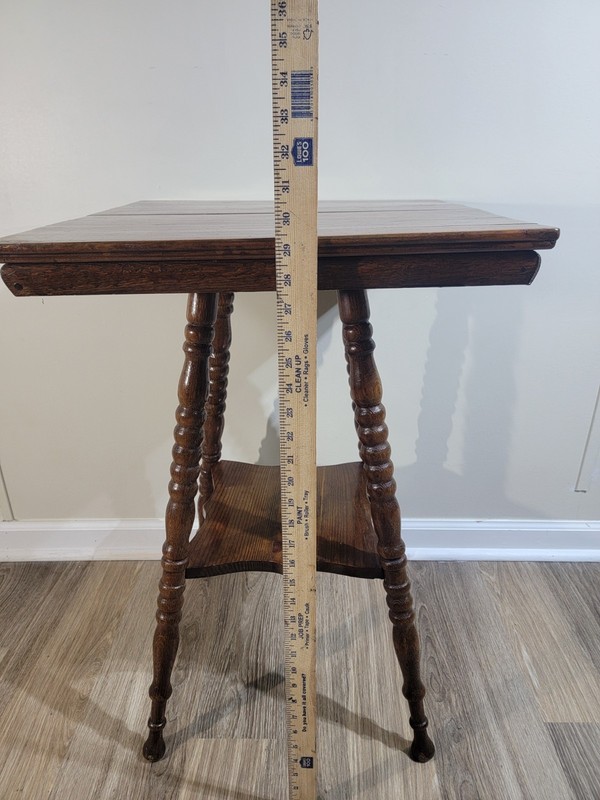 Antique Rustic Oak Victorian Turned Spool Leg 2 Tier Table gallery