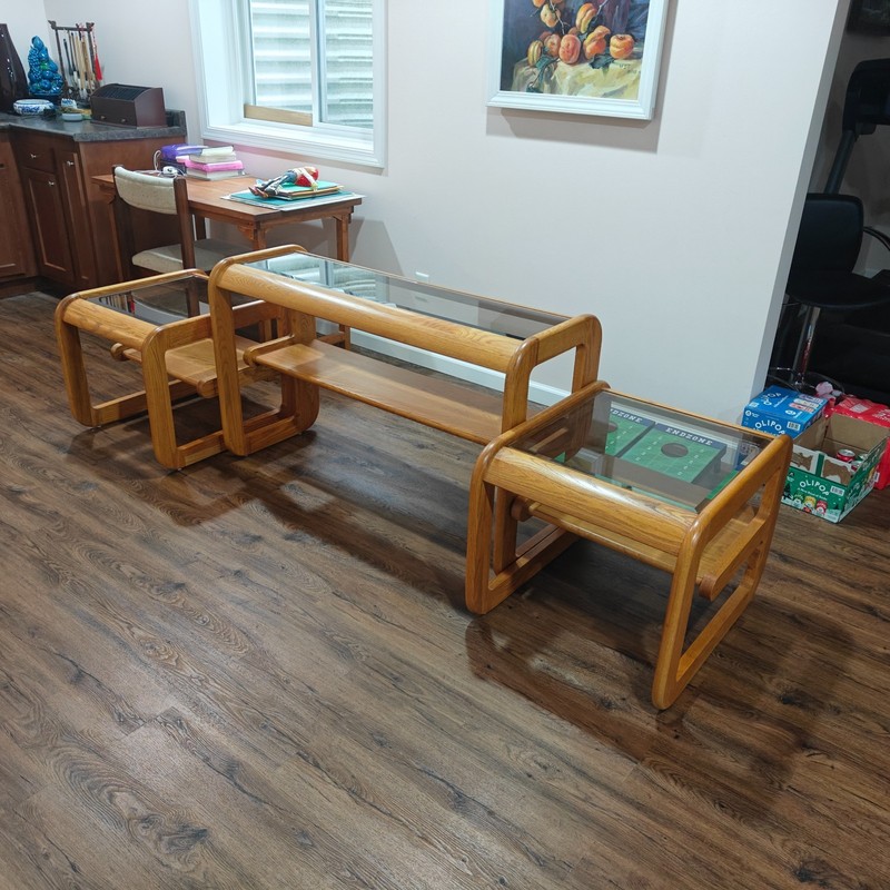 Mid Century Modern Lou Hodges Console Table and End Tables, made by Mersman