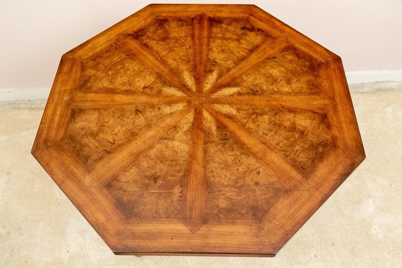 Early 20th Century Finely Figured Parquetry Octagonal Top Tripod Side Table gallery