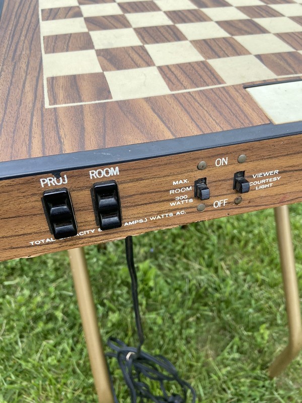 Vintage Sunset Folding SV Projector Table Light Up Checkers Board Game Table gallery