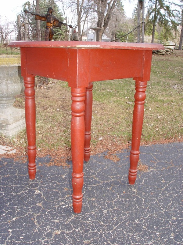 Mid 19th c. Painted Missouri Round-top Tavern Table, Square nailed and Pegged gallery