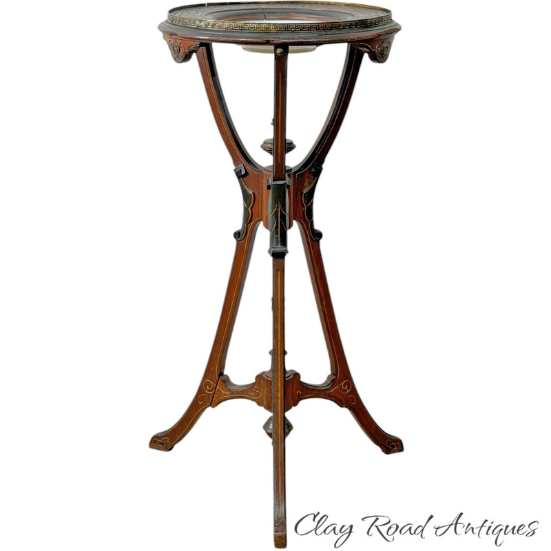 antique victorian pedestal parcel gilt ebonzied walnut porcelain plaque stand gallery