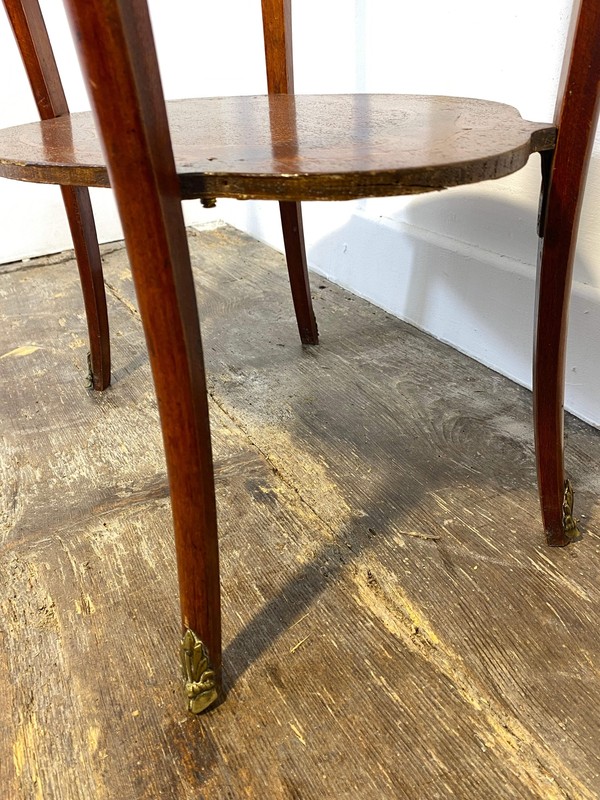 Antique French Louis XV Mahogany Side Table Ormolu Marquetry Brass c.1900 gallery
