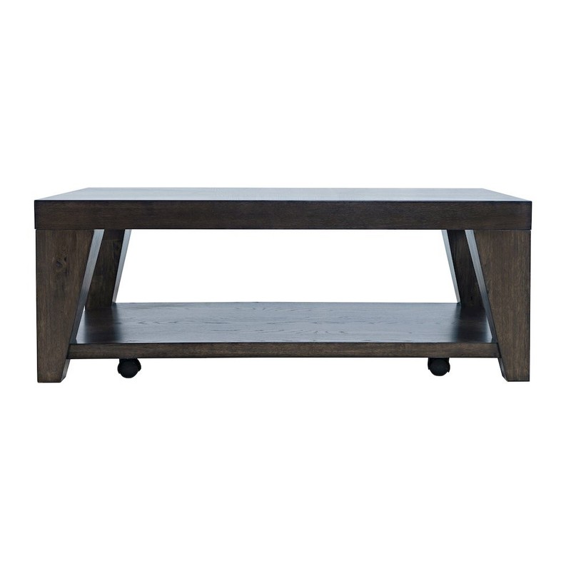 Modern Contemporary 50″ Coffee Table with Storage Shelf and Hidden Casters