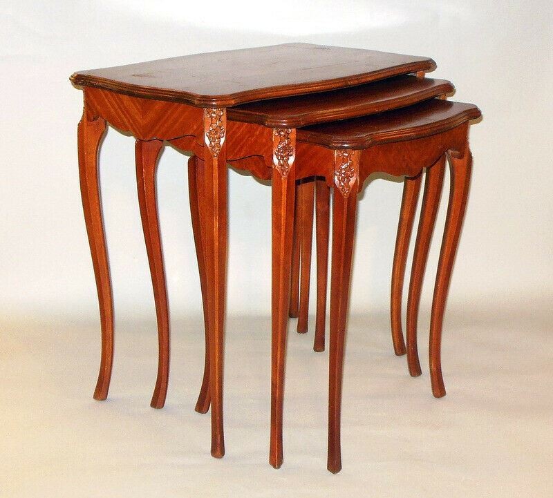 Antique SET 3 NESTING TABLES Style Louis XV Regency French Villa Elegance Chic