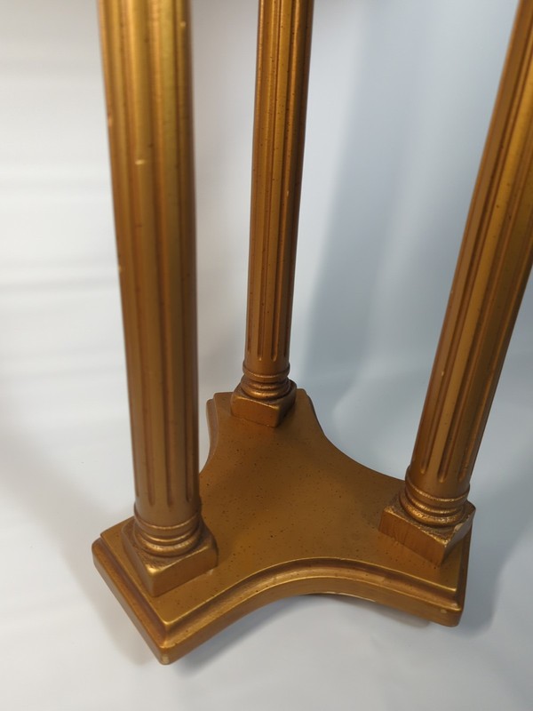 Hollywood Regency Marble Side Table Elegant Columns Mid Century Modern Vtg 20" gallery