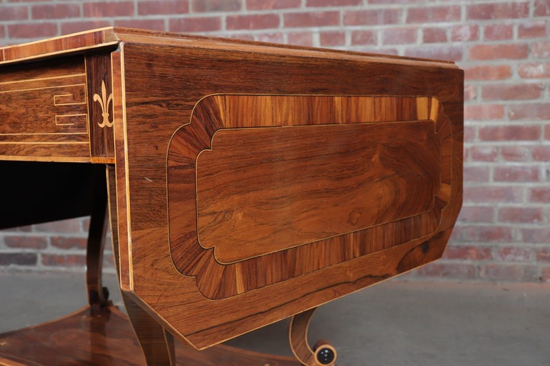 Fine Regency Drop Leaf Marquetry Table, ca. 1820 gallery