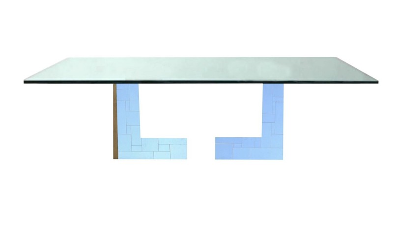 Paul Evans Glass Top Cityscape Citiscape Signed Dining Room Table