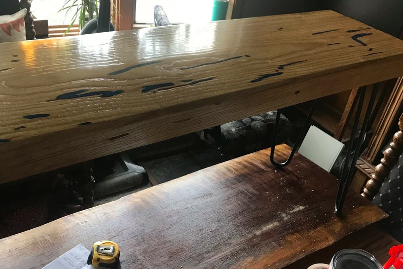 Live Edge Slab Oak Bed Bench / Coffee Table (CT-110) (BN265) (BB-15) gallery