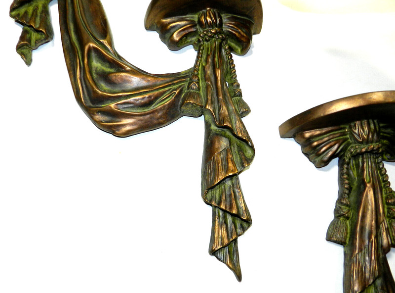 Hollywood Regency Wall Sconce Pair Large gallery