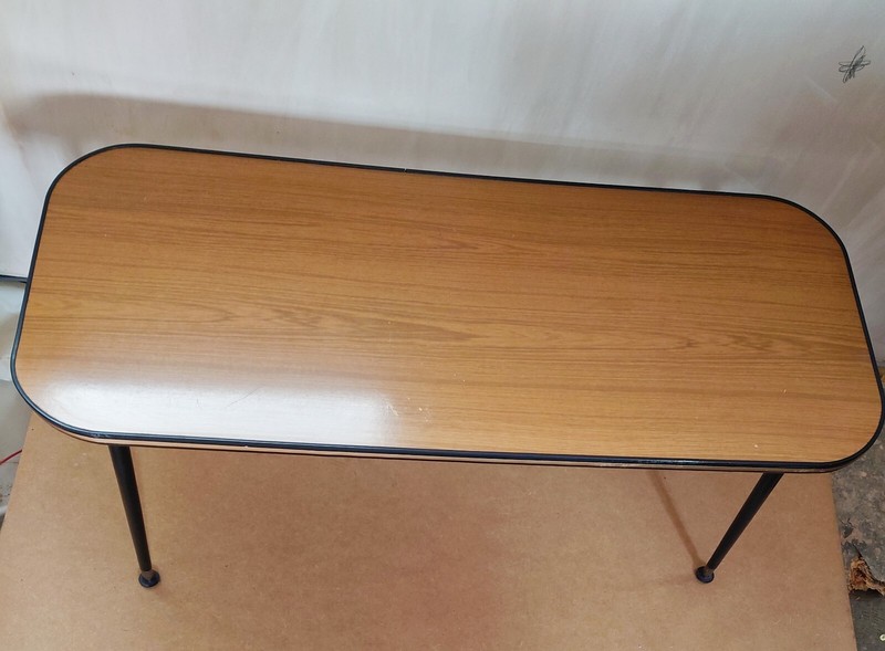 Mid Century Vintage Retro 1960s Coffee Table Side Formica Top + Dansette Legs gallery