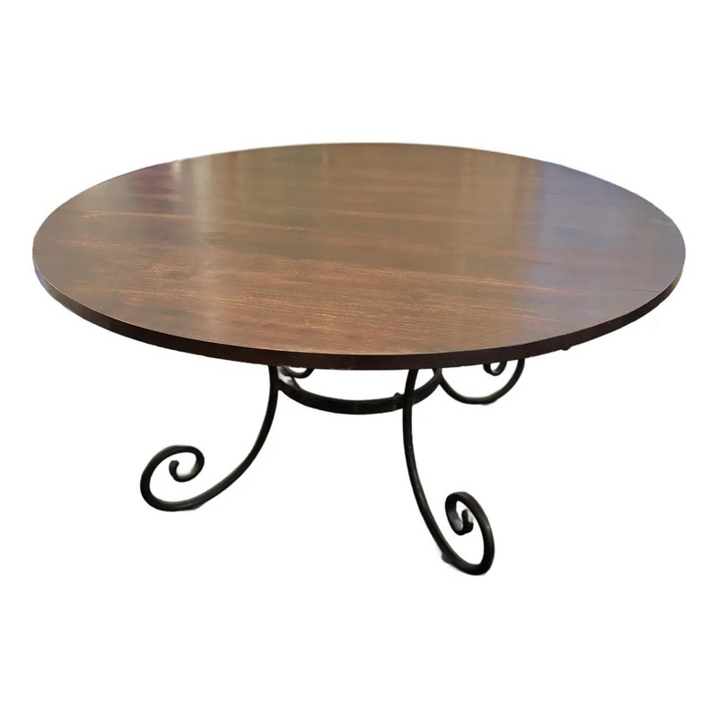 Vintage Heavy Iron & Mahogany Round Dining Table – *Free shipping
