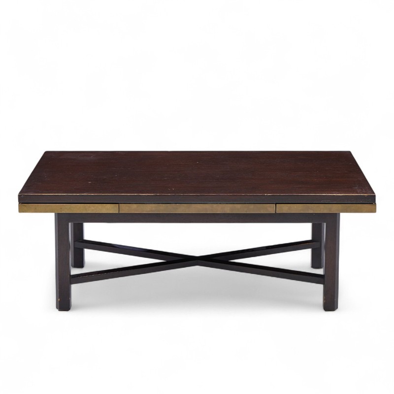 Edward Wormley for Dunbar Walnut Stone and Brass Expanding Coffee Table gallery