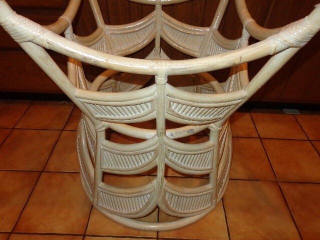 ANTIQUE WICKER & RATTAN HAND MADE DINING TABLE BASE - MISSING GLASS OR WOOD TOP gallery