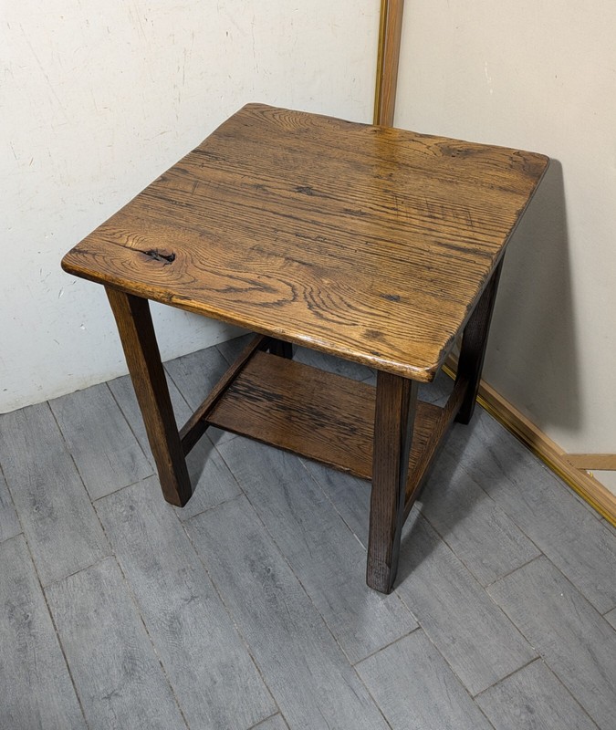 Vintage Rustic Farmhouse Mission Arts & Crafts Style Solid Oak Wood Table C71