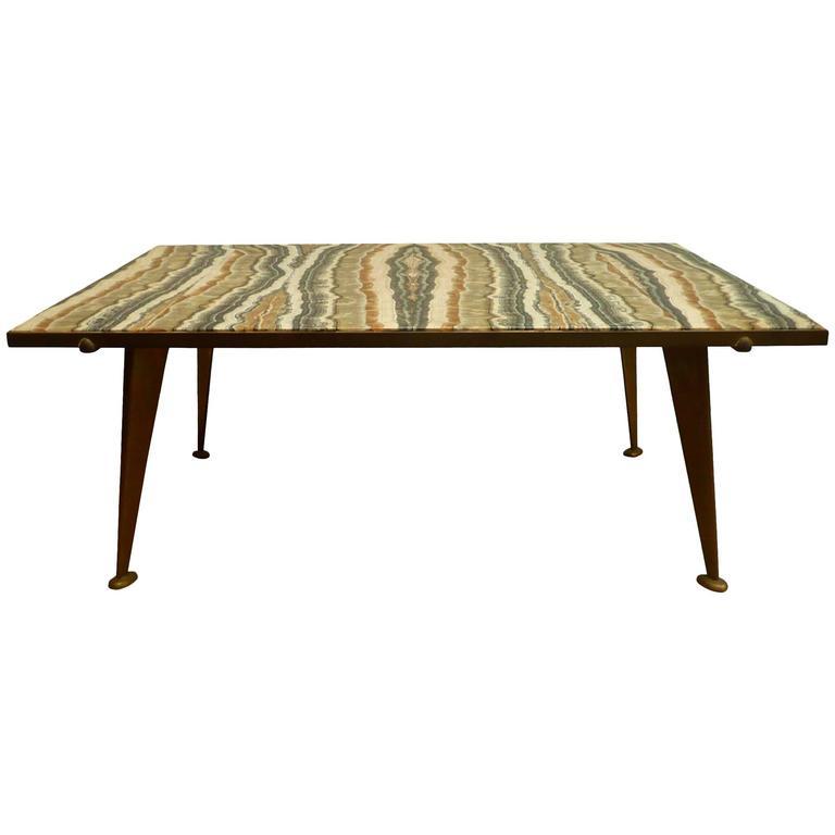 Rare Mid Century Quartz and Bronze Coffee Table by Richard Blow for Montici