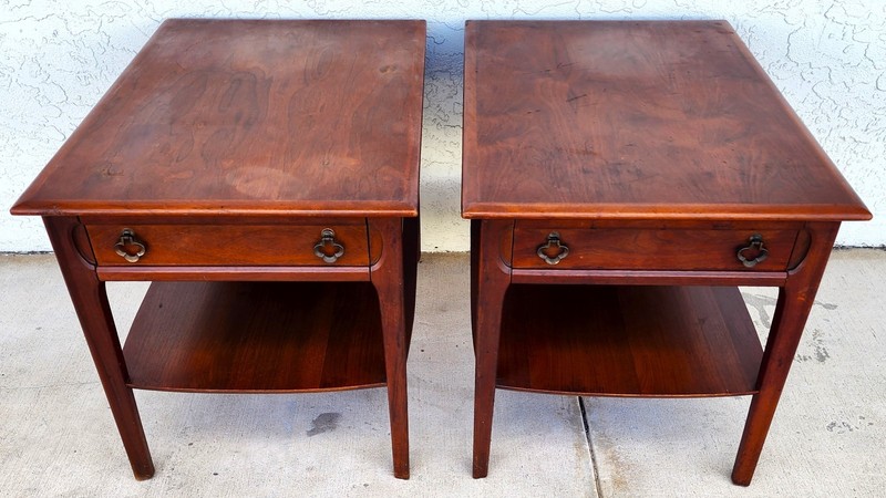 Mid Century Walnut End Tables Pair MCM gallery