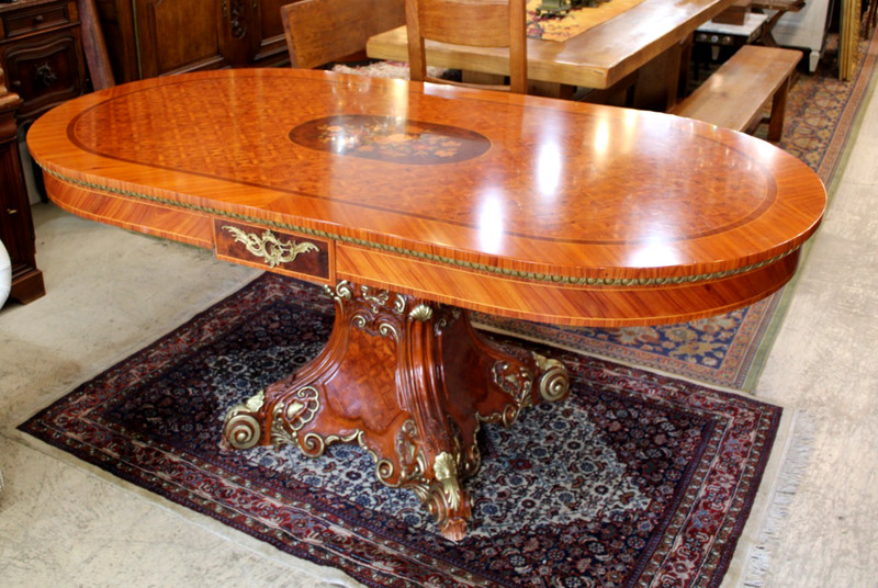 Italian Antique Princes Katia Style Inlaid Rosewood Dining Table gallery
