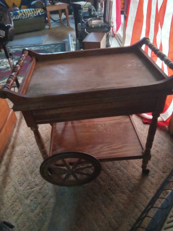 Antique Table Cart Tray Tea Bar Liquor Server Console End Side Vintage