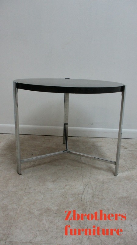 Mid Century Flat Stock Chrome X Base Lamp end Table Marble Top gallery