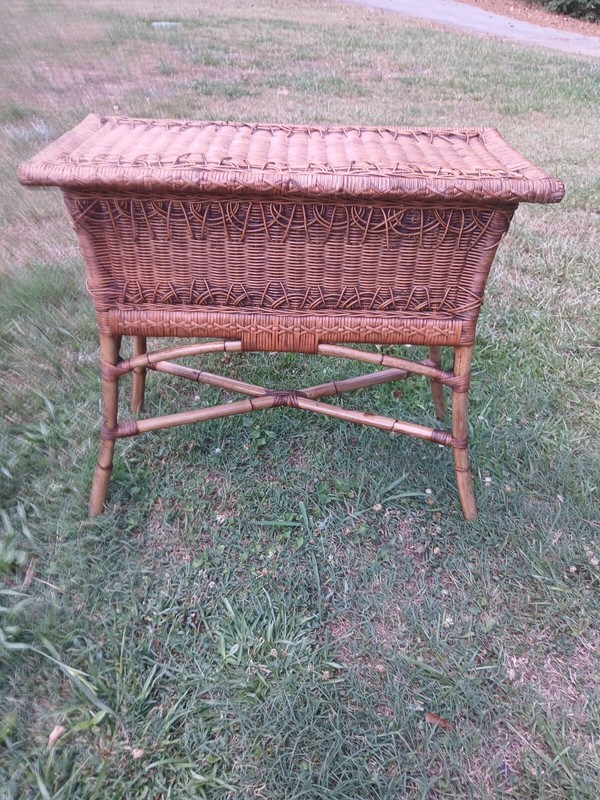 Antique French or Italian Ratan Bamboo Table vintage wicker coffee table