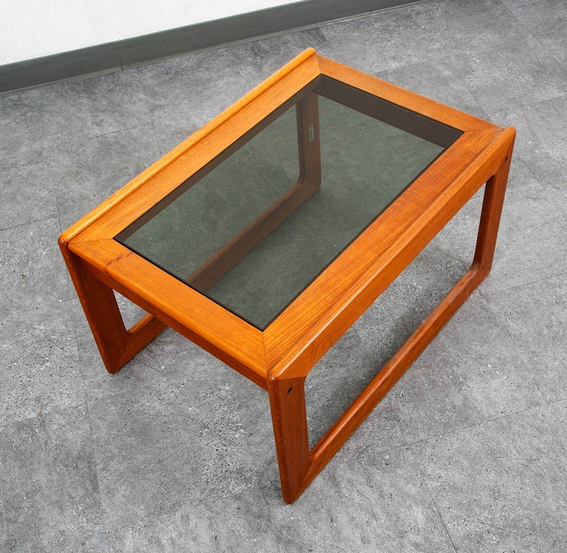 Mid Century Danish Modern End Table Teak Glass Side Nightstands Komfort Mcm
