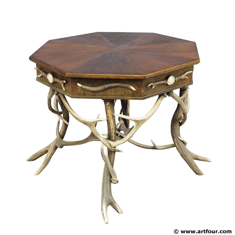 Antique Black Forest Rustic Antler Table ca. 1900